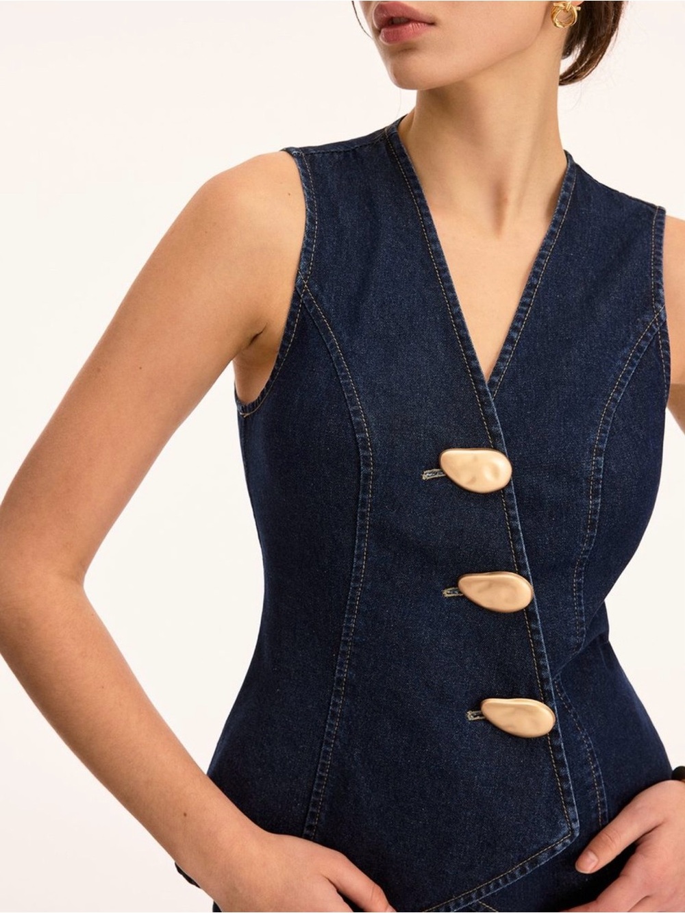 Commense Dark Blue Denim Short Set - Picture 4 of 6